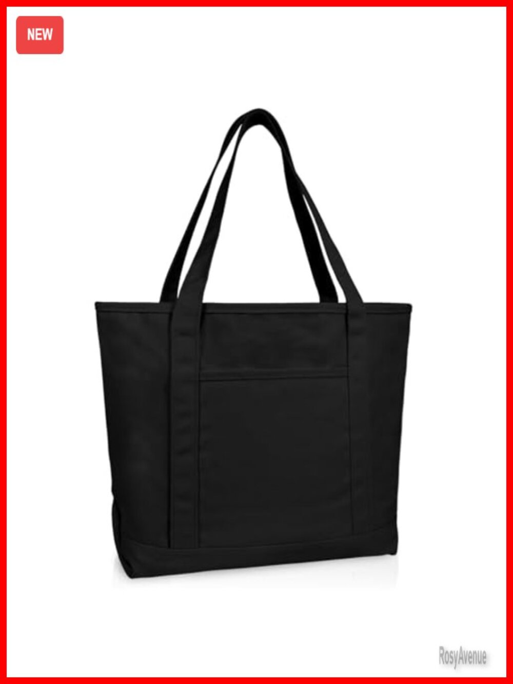 DALIX 20" Cotton Canvas Shopping Tote Bag with Zipper Closure